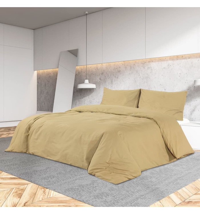 Ensemble de housse de couette Taupe 220x240 cm Microfibre | Mobilier & Déco