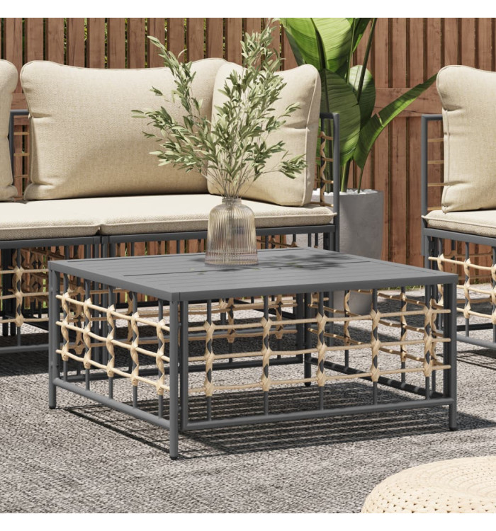 Table de jardin anthracite 70x70x34 cm résine tressée | Mobilier & Déco