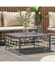 Table de jardin anthracite 70x70x34 cm résine tressée | Mobilier & Déco
