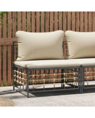 Canapé central de jardin avec coussin beige résine tressée | Mobilier & Déco