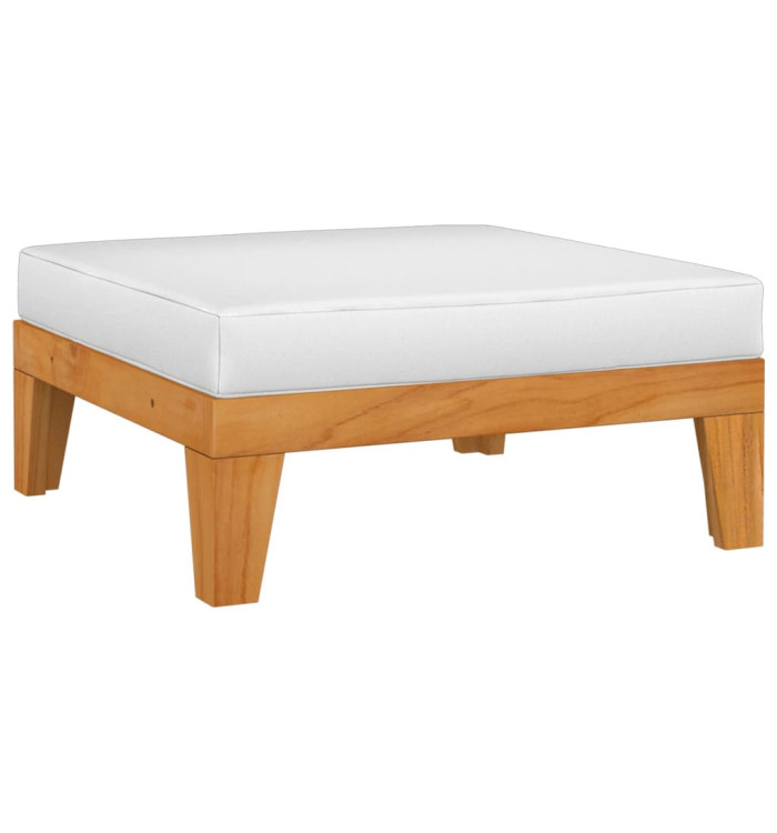 Repose-pied sectionnel avec coussin blanc crème Bois d'acacia | Mobilier & Déco