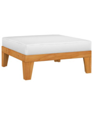 Repose-pied sectionnel avec coussin blanc crème Bois d'acacia | Mobilier & Déco