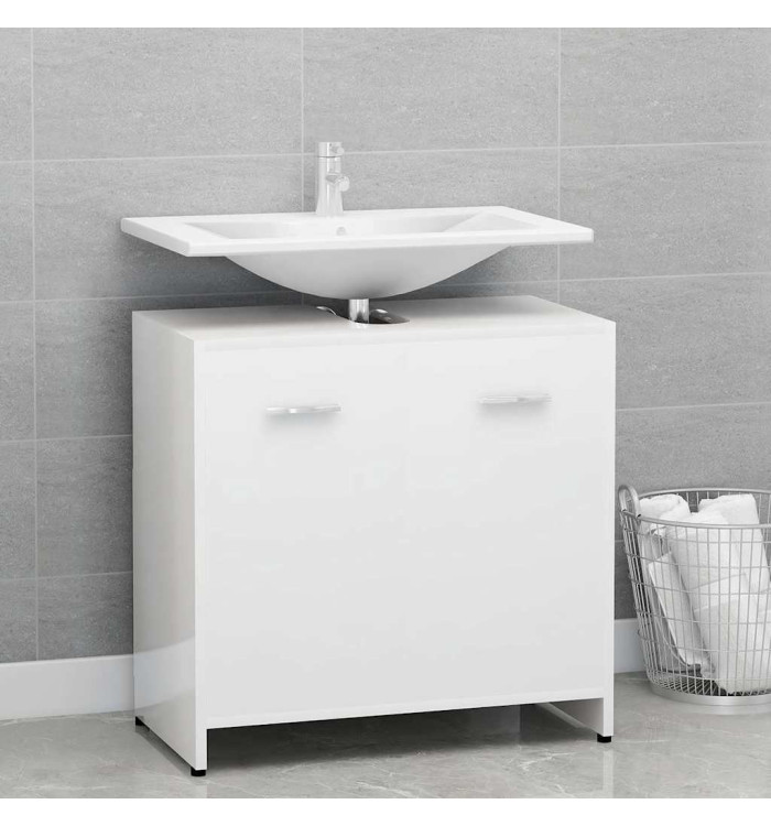 Armoire de salle de bain Blanc brillant Bois d'ingénierie | Mobilier & Déco