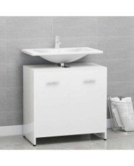Armoire de salle de bain Blanc brillant Bois d'ingénierie | Mobilier & Déco