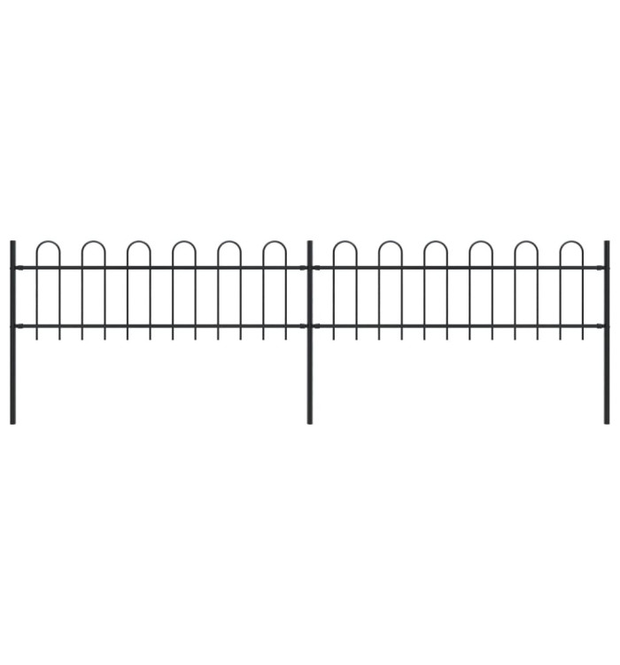 Clôture de jardin avec dessus en cerceau Acier 3,4 x 0,6 m Noir | Mobilier & Déco
