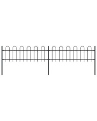 Clôture de jardin avec dessus en cerceau Acier 3,4 x 0,6 m Noir | Mobilier & Déco