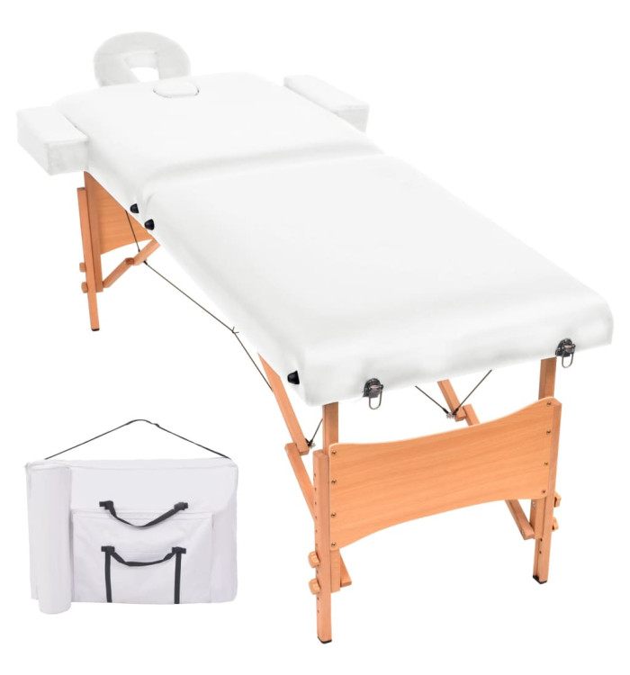 Table de massage pliable à 2 zones 10 cm d'épaisseur Blanc | Mobilier & Déco