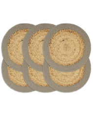 Napperons 6 pcs Naturel et gris 38 cm Jute et coton | Mobilier & Déco