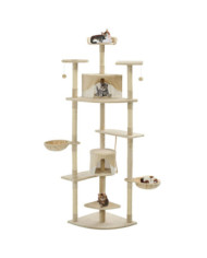 Arbre à chat avec griffoirs en sisal 203 cm Beige et Blanc | Mobilier & Déco