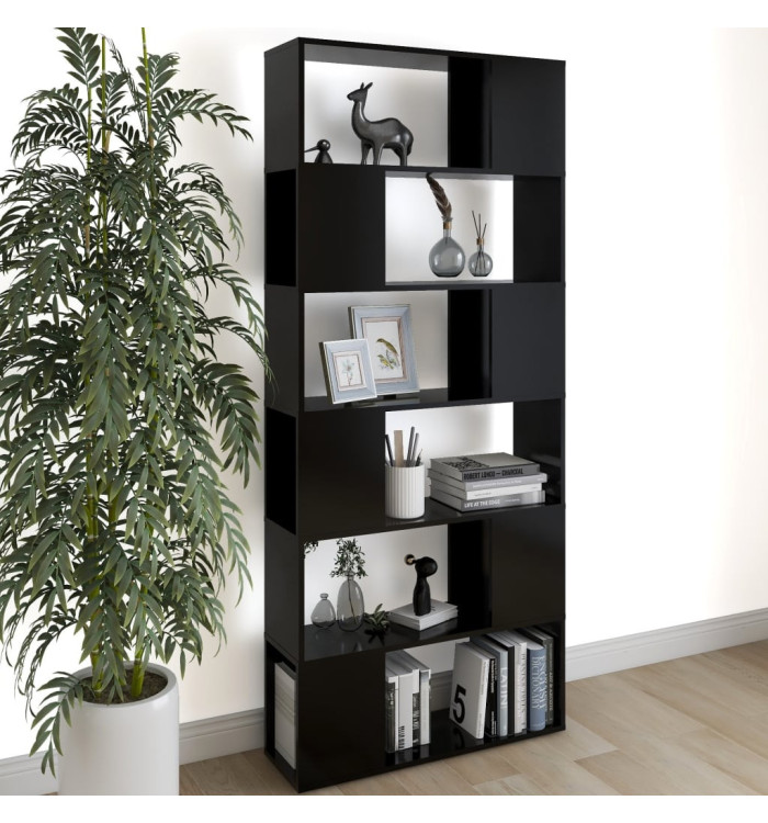 Bibliothèque/Séparateur de pièce Noir Bois d'ingénierie | Mobilier & Déco