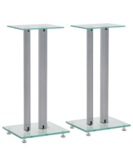 Support haut-parleur 2pc Verre trempé Design 2 colonnes Argenté | Mobilier & Déco