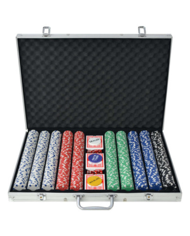 Jeu de poker avec 1000 jetons Aluminium | Mobilier & Déco