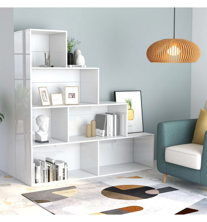 Bibliothèque/Séparateur de pièce Blanc brillant Bois ingénierie | Mobilier & Déco