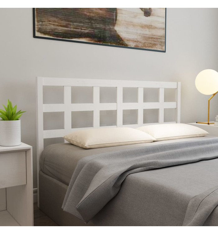 Tête de lit blanc 145,5x4x100 cm bois massif de pin | Mobilier & Déco