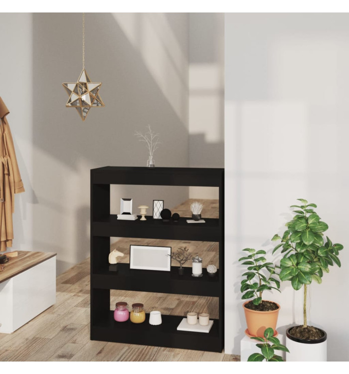 Bibliothèque/Cloison Noir 80x30x103 cm Bois d'ingénierie | Mobilier & Déco
