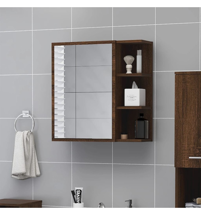 Armoire à miroir de salle de bain Chêne marron 62,5x20,5x64 cm | Mobilier & Déco