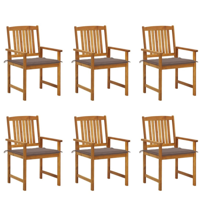 Chaises de jardin avec coussins lot de 6 Bois d'acacia massif | Mobilier & Déco