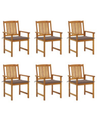 Chaises de jardin avec coussins lot de 6 Bois d'acacia massif | Mobilier & Déco