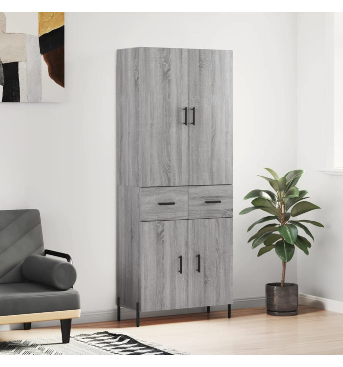 Buffet haut Sonoma gris 69,5x34x180 cm Bois d'ingénierie | Mobilier & Déco