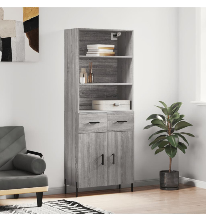 Buffet haut Sonoma gris 69,5x34x180 cm Bois d'ingénierie | Mobilier & Déco