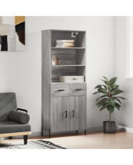 Buffet haut Sonoma gris 69,5x34x180 cm Bois d'ingénierie | Mobilier & Déco