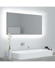Miroir à LED de salle de bain Gris béton 90x8,5x37 cm Acrylique | Mobilier & Déco