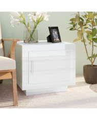 Table basse blanc brillant 51x50x45 cm bois d'ingénierie | Mobilier & Déco