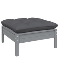 Repose-pied de jardin avec coussin anthracite Bois de pin gris | Mobilier & Déco