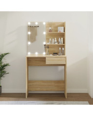 Coiffeuse avec LED chêne sonoma 74,5x40x141cm bois d'ingénierie | Mobilier & Déco