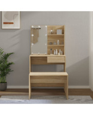 Ensemble de coiffeuse avec LED Chêne Sonoma Bois d'ingénierie | Mobilier & Déco
