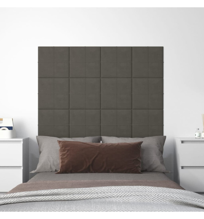 Panneaux muraux 12 pcs Gris foncé 30x30 cm Velours 1,08 m² | Mobilier & Déco
