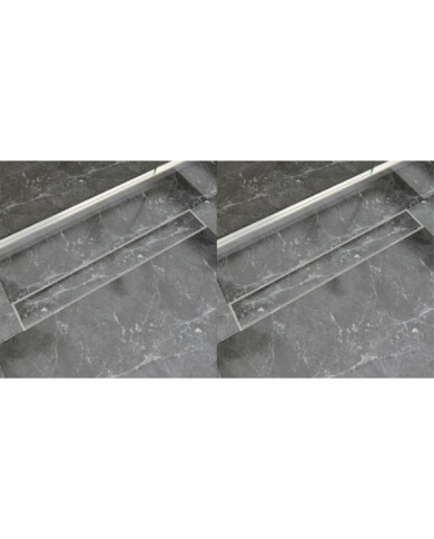Drain de douche linéaire 2 pc 830 x 140 mm Acier inoxydable | Mobilier & Déco