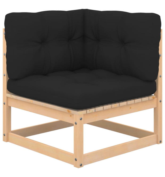 Canapé d'angle de jardin coussins anthracite Bois de pin massif | Mobilier & Déco