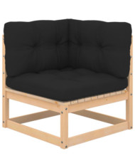Canapé d'angle de jardin coussins anthracite Bois de pin massif | Mobilier & Déco