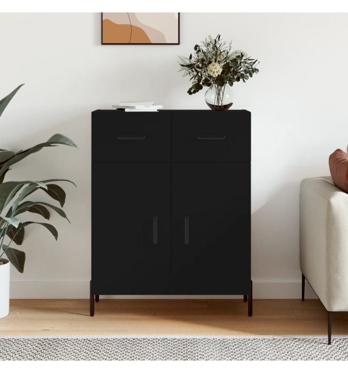 Buffet noir 69,5x34x90 cm bois d'ingénierie | Mobilier & Déco