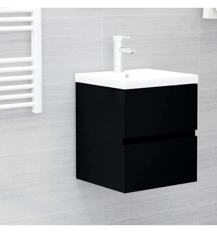 Armoire d'évier avec lavabo intégré Noir Aggloméré | Mobilier & Déco
