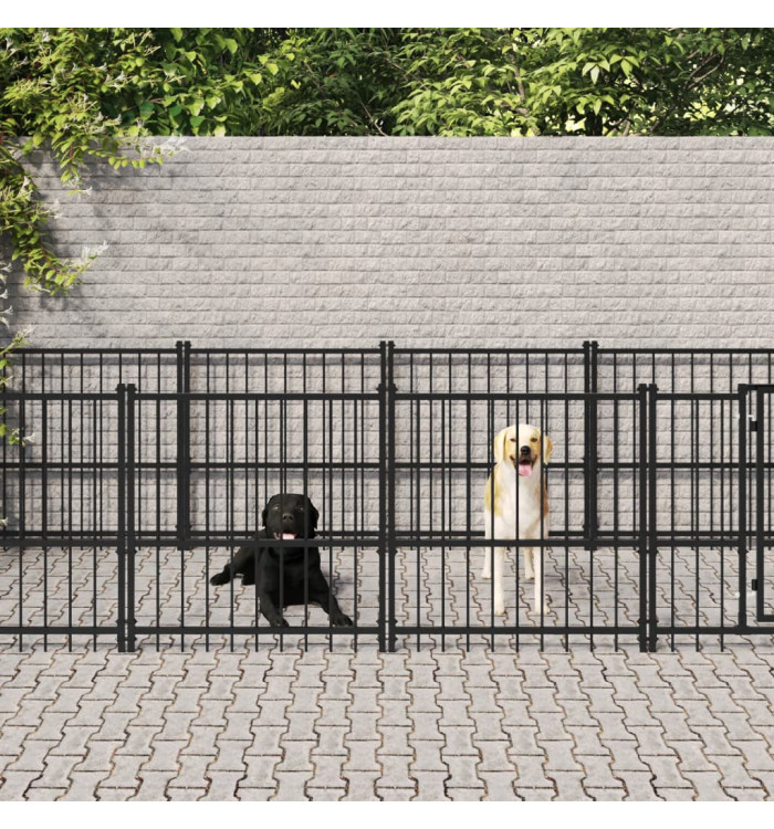 Chenil d'extérieur pour chiens Acier 18,77 m² | Mobilier & Déco
