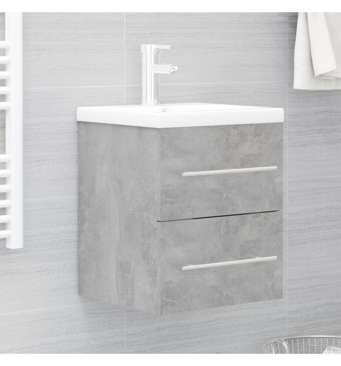 Armoire d'évier avec lavabo intégré Gris béton Aggloméré | Mobilier & Déco