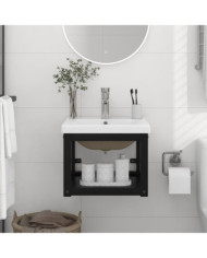 Cadre de lavabo de salle de bain vasque à encastrer Noir Fer | Mobilier & Déco