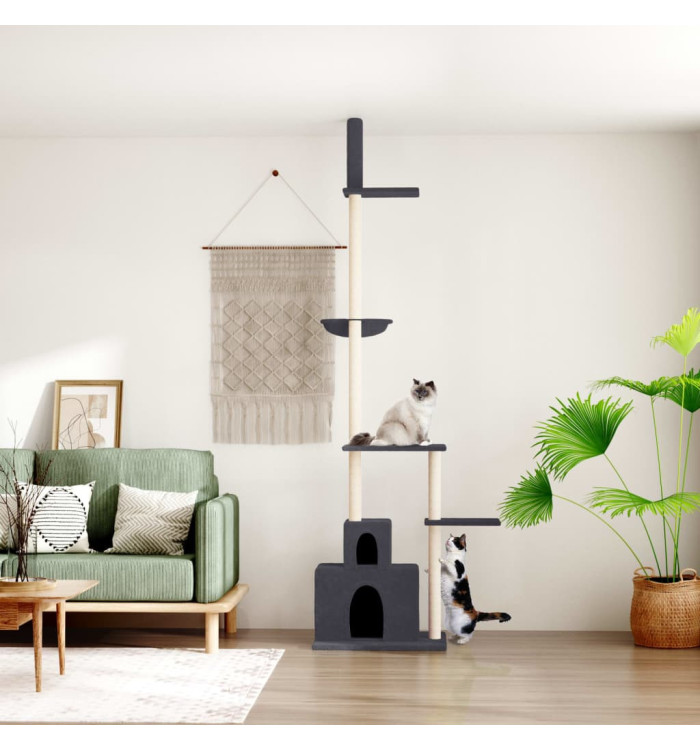 Arbre à chat du sol au plafond Gris foncé 250,5-276,5 cm | Mobilier & Déco