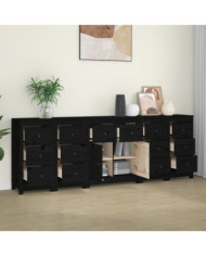 Buffet Noir 230x35x80 cm Bois massif de pin | Mobilier & Déco