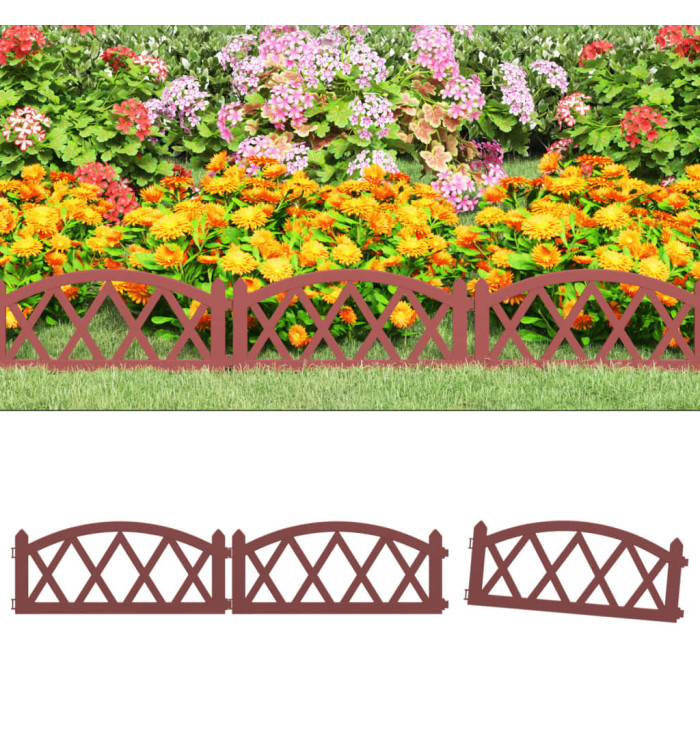 Bordures de pelouse 17 pcs Rouge 10 m PP | Mobilier & Déco