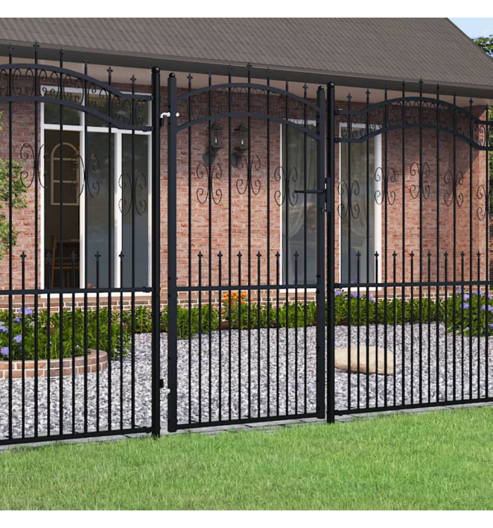 Portail et sommet de lance Noir 103x225 cm Acier enduit poudre | Mobilier & Déco