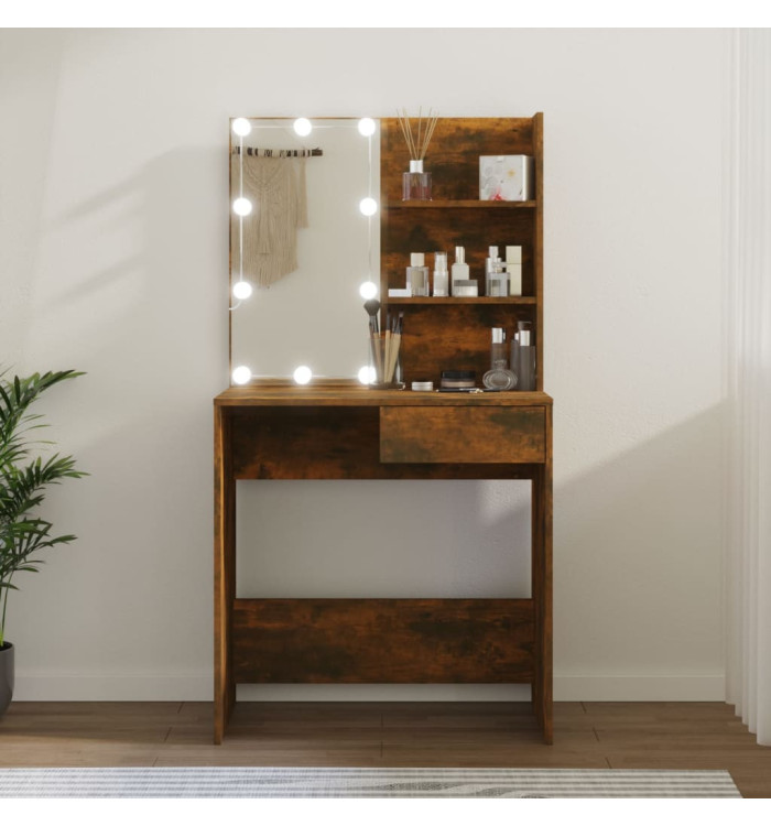 Coiffeuse avec LED Chêne marron 74,5x40x141 cm | Mobilier & Déco