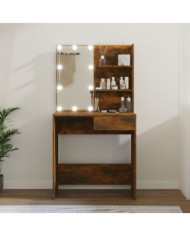 Coiffeuse avec LED Chêne marron 74,5x40x141 cm | Mobilier & Déco