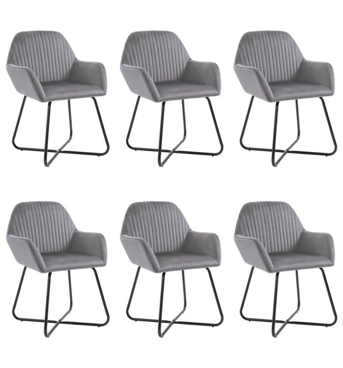 Chaises à manger lot de 6 gris velours | Mobilier & Déco