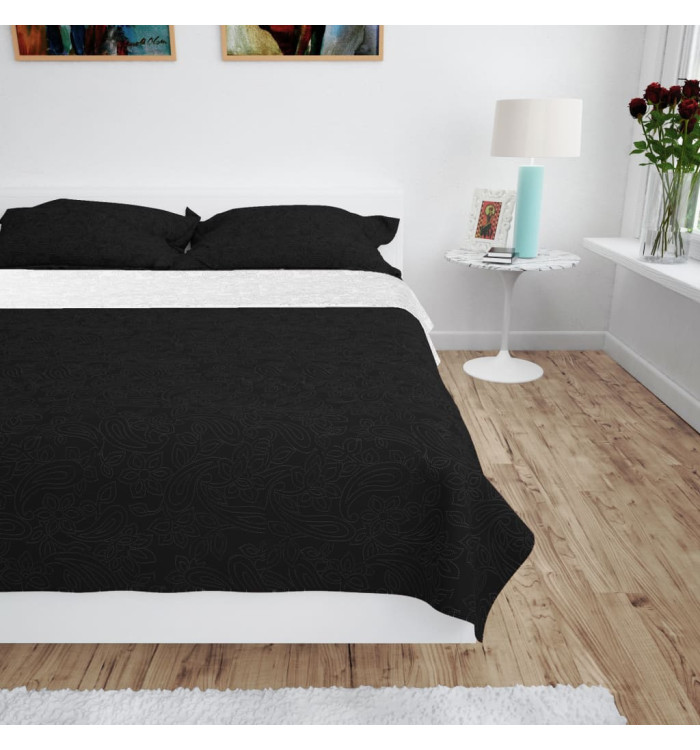 Couvre-lit à double face matelassé 220 x 240 cm Noir et blanc | Mobilier & Déco