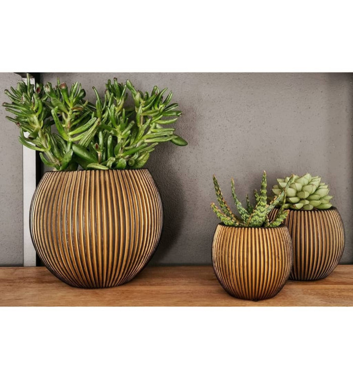 Capi Ensemble de pot de fleurs boule Groove doré | Mobilier & Déco