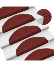 Tapis d'escalier auto-adhésif Poinçon aiguilleté 15 pcs Rouge | Mobilier & Déco
