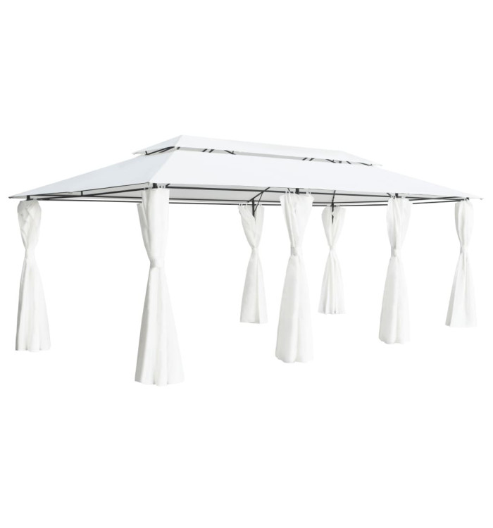 Belvédère avec rideaux 600x298x270 cm Blanc 180 g/m² | Mobilier & Déco